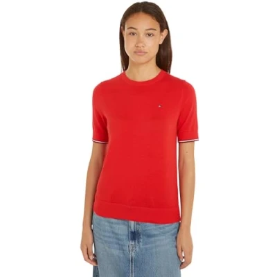 Abbildung von Tommy Hilfiger Stitch Tshirt basic, Damen, Größe: XL, Fierce red