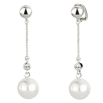 Abbildung von Traveller Ohrclip Hängend Damen weisse 12mm Perle platiniert 114140