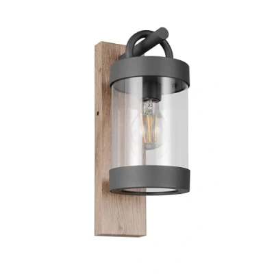 Abbildung von Trio Leuchten Außen Wandleuchte Sambesi 204160135, Aluminium Druckguss Anthrazit mit Holznachbildung, exkl. 1x E27, Holzfarbig