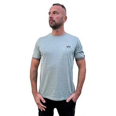 Abbildung von Alpha Industries Small LOGO Tshirt basic, Herren, Größe: Small, Dusty green