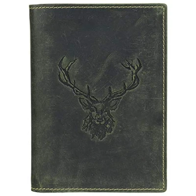Abbildung von Greenburry Vintage Jagdscheinetui mit Hirschprägung Leder Olive