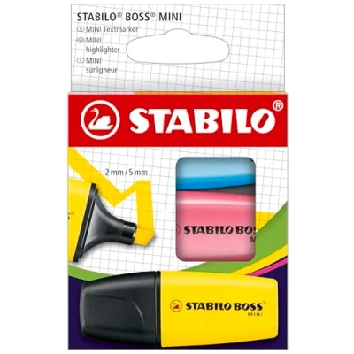 Abbildung von Textmarker STABILO BOSS MINI 3er Pack gelb, blau, pink