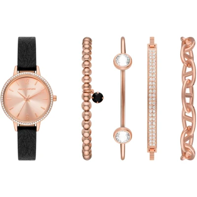 Abbildung von Skechers Quarzuhr »ELEVATED GLITZ SET«, (Set, 5 tlg., mit 4 Schmuckarmbändern), Armbanduhr, Damenuhr, Ideal auch als Geschenk, analog, Glassteine