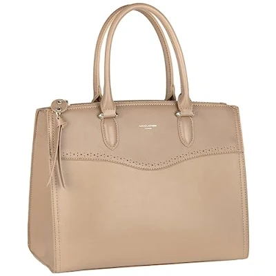 Abbildung von David Jones Damen Große Handtasche Frauen Henkeltasche PU Leder Tote Shopper Bag Elegante Schultertasche Umhängetasche Viele Fächer Taschen Arbeit City Mode Stilvoll Klassisch Taupe Braun