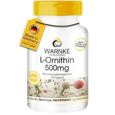 Abbildung von L Ornithin Kapseln 500mg pro Kapsel 100 hochdosiert &amp; vegan Aminosäure Warnke Vitalstoffe Deutsche Apothekenqualität