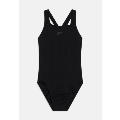 Abbildung von Speedo Mädchen ECO Endurance+ Medalist Badeanzug Chlorbeständig Recyclingmaterial Bequeme Passform Schwimmunterricht Badeurlaub Badeanzug, Schwarz, 4