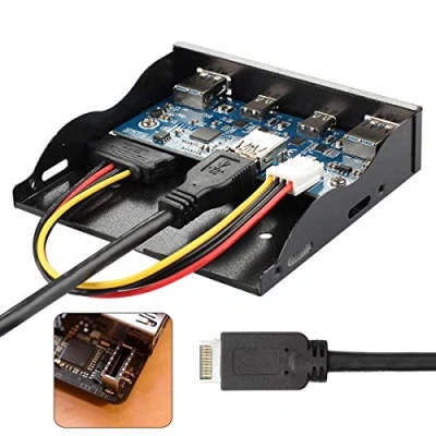 Abbildung von cablecc USB 3.1 Frontpanel Header auf C &amp; 3.0 HUB 4 Ports Motherboard Kabel für 3,5 Zoll Diskettenschacht