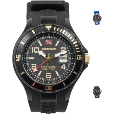 Abbildung von Cressi Traveller Dual Time Professionelle Taucheruhr, widerstandsfähig 200m / 20 ATM