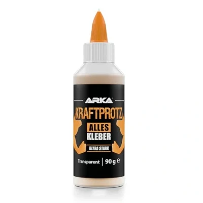 Abbildung von Alleskleber extra stark &amp; schnell trocknend Transparent KRAFTPROTZ 100 ml / 90 g Ideal für Haushalt, Hobby Werkstatt Zum kleben von Holz, Papier, Kunststoff, Metall, Textilien uvm.