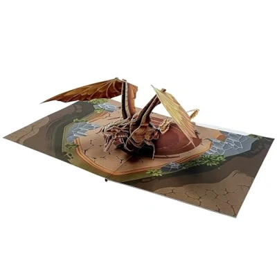 Abbildung von 3D Pop Up Karte, Motiv: Bergdrache, Geburtstagskarte, handgefertigte Grußkarte, Geschenk für Jungen, Mädchen, Freunde und Familie