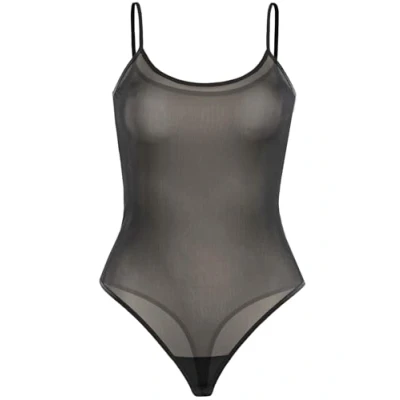 Abbildung von Teyli Stringbody Damen aus Netzmaterial Bodysuit Women Spaghetti String Body Netz Frauen Spaghettiträger Schwarz M