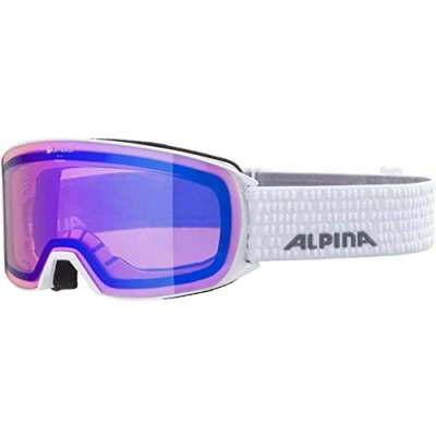 Abbildung von ALPINA NAKISKA Q Verspiegelte, Kontrastverstärkende &amp; Polarisierte Skibrille Mit 100% UV Schutz Für Erwachsene, white, One Size