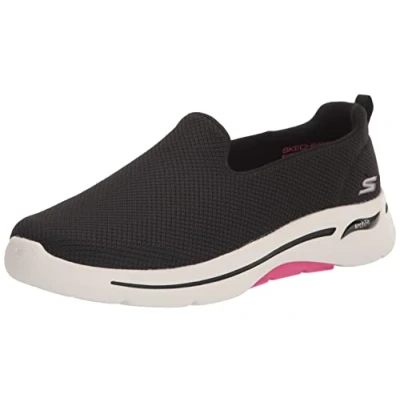 Abbildung von Skechers Damen Go Walk Arch Fit Grateful Sneakers, Schwarz/Pink, 39 EU Weit