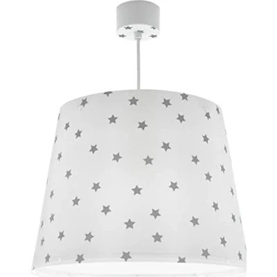 Abbildung von Dalber Lampe kinderzimmer, kinderlampe Pendelleuchte Hängelampe, Deckenleuchte Kinder, Deckenlampe kinderzimmer Star Light Sterne Weiß Grau, 82212B, E27