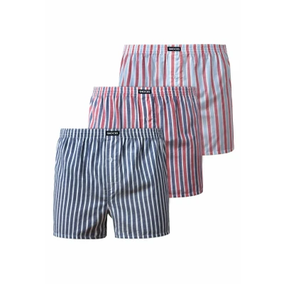 Abbildung von Snocks American Boxershorts Herren aus Bio Baumwolle 3er Pack, Weite Passform und lockerer Fit, Kein juckendes Etikett komfortabler Bund, Unterhosen Gr.XL, Farbe Streifen Navy/Rot/Weiß