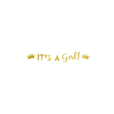 Abbildung von PD Party 7025012 Fröhlich Design Buchstaben Banner Dekoration Spezielles Thema Partei Girlande It&#039;s a Girl, Gold, 250cm Länge x 17cm Breite 0.1cm Höhe