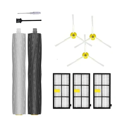 Abbildung von Rumba Ersatzteile Zubehör für iRobot Roomba 800 900 Serie 805 860 870 871 880 890 960 980 985 Vakuum Ersatzteil Set mit 3 Filtern, Seitenbürsten, und 1 Borstenbürste.