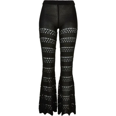 Abbildung von Urban Classics Flared Crochet Stoffhose, Damen, Größe: Medium, Black
