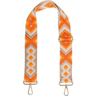 Abbildung von styleBREAKER Taschen Schulterriemen verstellbar mit Buntem Ethno Muster, Wechsel Taschengurt, Karabiner, Handyband 02013024, Farbe:Orange Taupe Beige