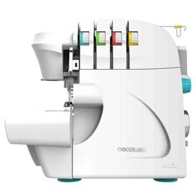 Abbildung von Cecotec Nähmaschine, Overlock BelleCouture, 1100 U/min Geschwindigkeit, verstellbarer Nähfußdruck, Differentialtransport, 4 Faden Stichfunktionen und Zubehörkit