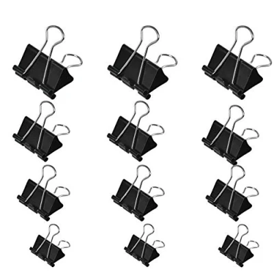 Abbildung von TIMESETL 100Stück Foldback Klammern, 15 mm/ 19mm/ 25mm/ 32mm Foldbackklammer, Klein Mini Papierklammern Büroklammern Metall Binder Clips Vielzweckklammern für Notizen Briefpapier