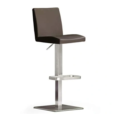 Abbildung von Robas Lund Barhocker Braun Leder mit Lehne Barstuhl drehbar 180 Grad, Hocker höhenverstellbar, NA.OMI, 51 x 42 112 cm