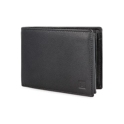 Abbildung von LEDEROW Geldbörse Herren Leder Schwarz Querformat Geldbeutel inkl. Geschenkbox Männer Portemonnaie RFID Schutz mit Münzfach Portmonee Wallet Brieftasche Mann groß (Schwarz)