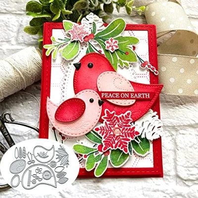 Abbildung von Vogelblumen Blatt Metall Stanzformen für Kartenherstellung, Ahornblatt, Vogel, Blumen, Karten, Stanzschablonen, Schablonen, DIY, Scrapbooking, Album, dekorative Prägepapier,