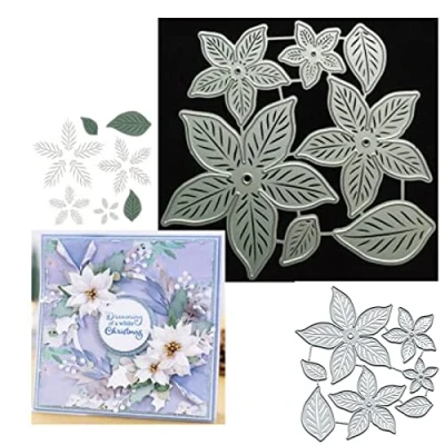 Abbildung von Metall Stanzformen mit Weihnachtsstern Motiv, für Hochzeit, Schneeflocke, Blätter, Stanzschablonen DIY, Scrapbooking, Album, dekorative Prägepapier Kartenherstellung