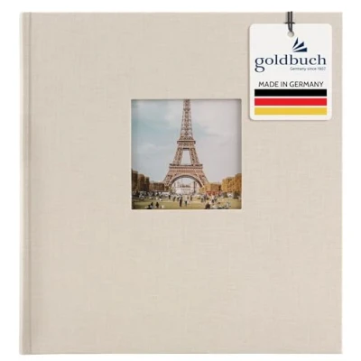 Abbildung von goldbuch 27723 Fotoalbum mit Bildausschnitt, Bella Vista, Erinnerungsalbum 30 x 31 cm, Foto Album 60 weiße Seiten Pergamin Trennblättern, Fotobuch aus Leinen, Sandgrau