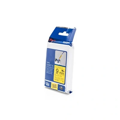 Abbildung von Brother Original P Touch Schriftband TZE FX621 9 mm, schwarz auf gelb PT H100LB/R, H105, E100/VP, D200/BW/VP, D210/VP zur Kabel und Rohrbeschriftung, laminiert, TZEFX621