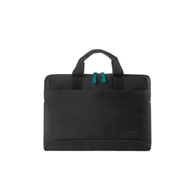 Abbildung von Tucano Smilza Laptoptasche aus Nylon für 13/14 Zoll Notebooks, mit schockabsorbierender Innenpolsterung und Abnehmbarer Schultergurt Schwarz