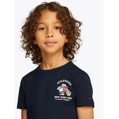 Abbildung von Tommy Hilfiger FLAG FUN TEE Unisex Tshirt print für Kinder, Größe: 92, Dark night navy