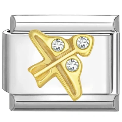 Abbildung von Quiges 9mm Italian Style Charm Modul Edelstahl Zirkonium Horoskop Schütze für Italienische Armbänder