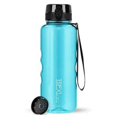 Abbildung von 720DGREE Trinkflasche 1,5l “uberBottle“ crystalClear +Sieb BPA Frei Wasserflasche für Sport, Gym, Fitness, Outdoor, Wandern Große Sportflasche aus Tritan Leicht, Stoßfest, Wiederverwendbar