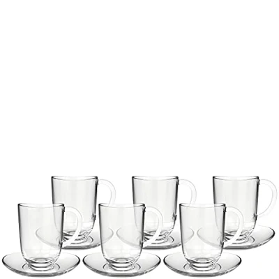 Abbildung von Leonardo Napoli Latte Macchiato Tassen und Unterteller 12er Set, spülmaschinengeeignete Kaffee Gläser mit passenden Untertassen, 380 ml 14 Ø 024215