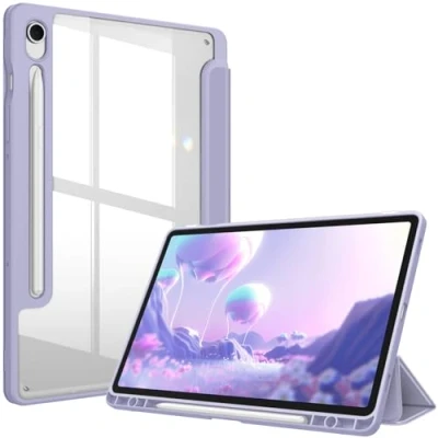 Abbildung von Fintie Hybrid Hülle für Samsung Galaxy Tab S9 FE 10.9 Zoll/Tab 11 Zoll 2023 Tablet mit Stifthalter Stoßfeste Schutzhülle transparenter Hartschale auf der Rückseite, Pastellviolett