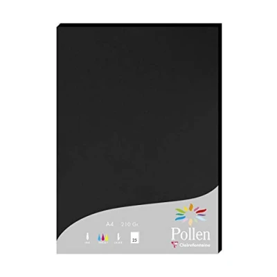 Abbildung von Clairefontaine 24298C Packung mit 25 Karten Pollen 210g, DIN A4, 21 x 29,7cm, Schwarz