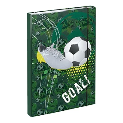 Abbildung von Baagl Heftbox für Schulranzen A4 Sammelmappe Kinder mit Gummiband und Innenklappen Heftmappe, Sammelbox Gummizug Jungen (Fussball Goal)