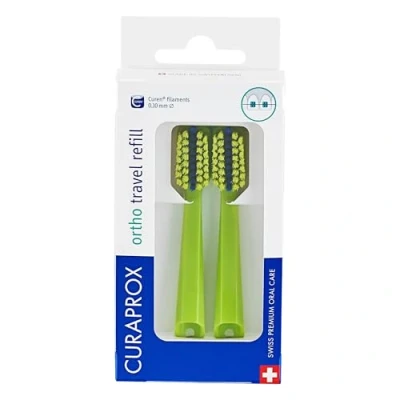 Abbildung von Curaprox CS 5460 ortho travel refill, brush heads for toothbrush, duo pack, green