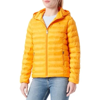 Abbildung von Tommy Hilfiger Damen Jacke Padded Global Stripe Jacket Übergangsjacke, Orange (Rich Ochre), M