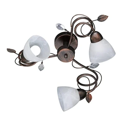 Abbildung von Trio Leuchten Deckenleuchte 600700328 Traditio, Metall rostfarben antik, Glas in weiß, exkl. 3 x E14, 61 26 cm