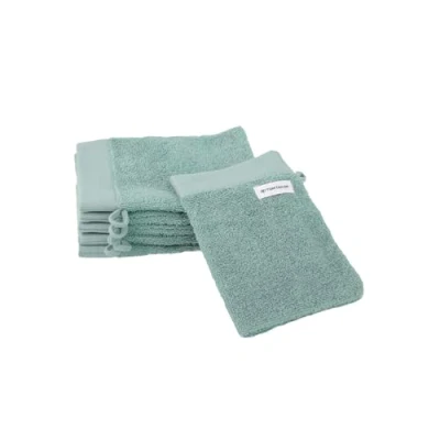 Abbildung von TOM TAILOR Waschhandschuh, 6er Set, 16 x 21 cm, 100% Baumwolle / Frottier, mit Aufhänger und Label Logo, COLOR BATH TOWEL Türkis (Fresh Sage)