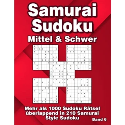Abbildung von Samurai Sudoku Rätselbuch in Mittel &amp; Schwer für Erfahrene: 1000 überlappende 9x9 Rätsel 210 varianten