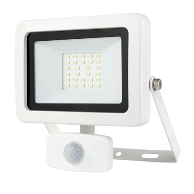 Abbildung von REV LED Strahler FLARE Außenlampe mit Bewegungsmelder, IP44, Lampe 20W, 1700 Lumen, 6500K, Erfassungswinkel 120 auf 9m, weiß