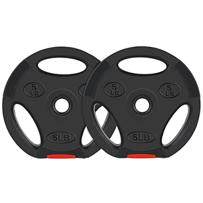 Abbildung von Signature Fitness Vinyl Standard 2.5 cm Hantelscheibe für Krafttraining und Gewichtheben, 2,3 kg, Paar