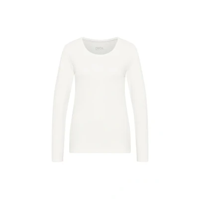 Abbildung von Cecil Langarmshirt, Damen, Größe: Large, Weiß
