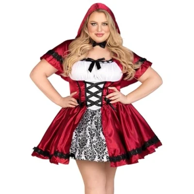 Abbildung von LEG AVENUE 85230X 2Tl. Kostüm Set Gothic Riding Hood, Damen Karneval rot/weiß, 3XL/4XL (EUR 52 56)