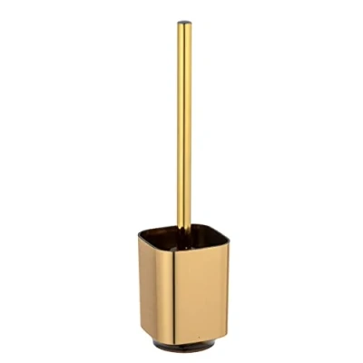 Abbildung von WENKO WC Garnitur Mod. Auron Gold, Bürstenhalter aus, inkl. hygienischer Toilettenbürste, Bürstenkopf auswechselbar