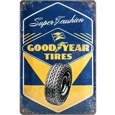 Abbildung von Nostalgic Art Retro Blechschild, 20 x 30 cm, Goodyear Super Cushion Geschenk Idee für Motor Fans, aus Metall, Vintage Design